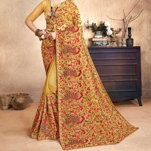 Exclusive Kashmiri Work Georgette Saree